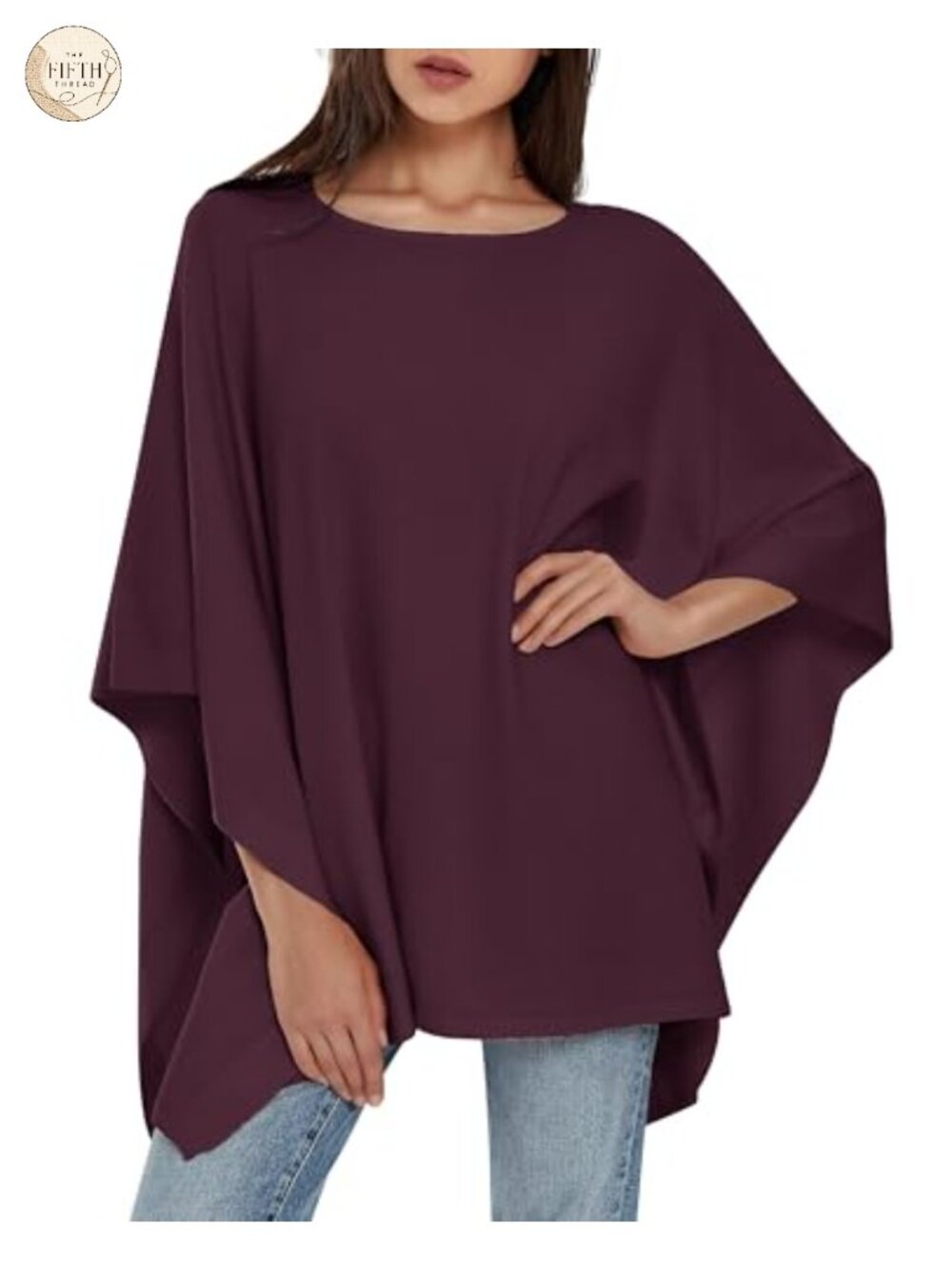 Poncho Sweater Knit Pullover Lightweight Layering Top Travel